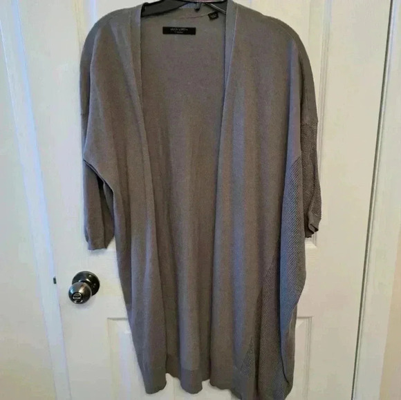 All Saints Cast Cardigan Womens XS Grey Lightweight Asymmetrical  Sweater - Picture 13 of 13